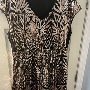 City Chic Black and Gold Sequin Mini Dress